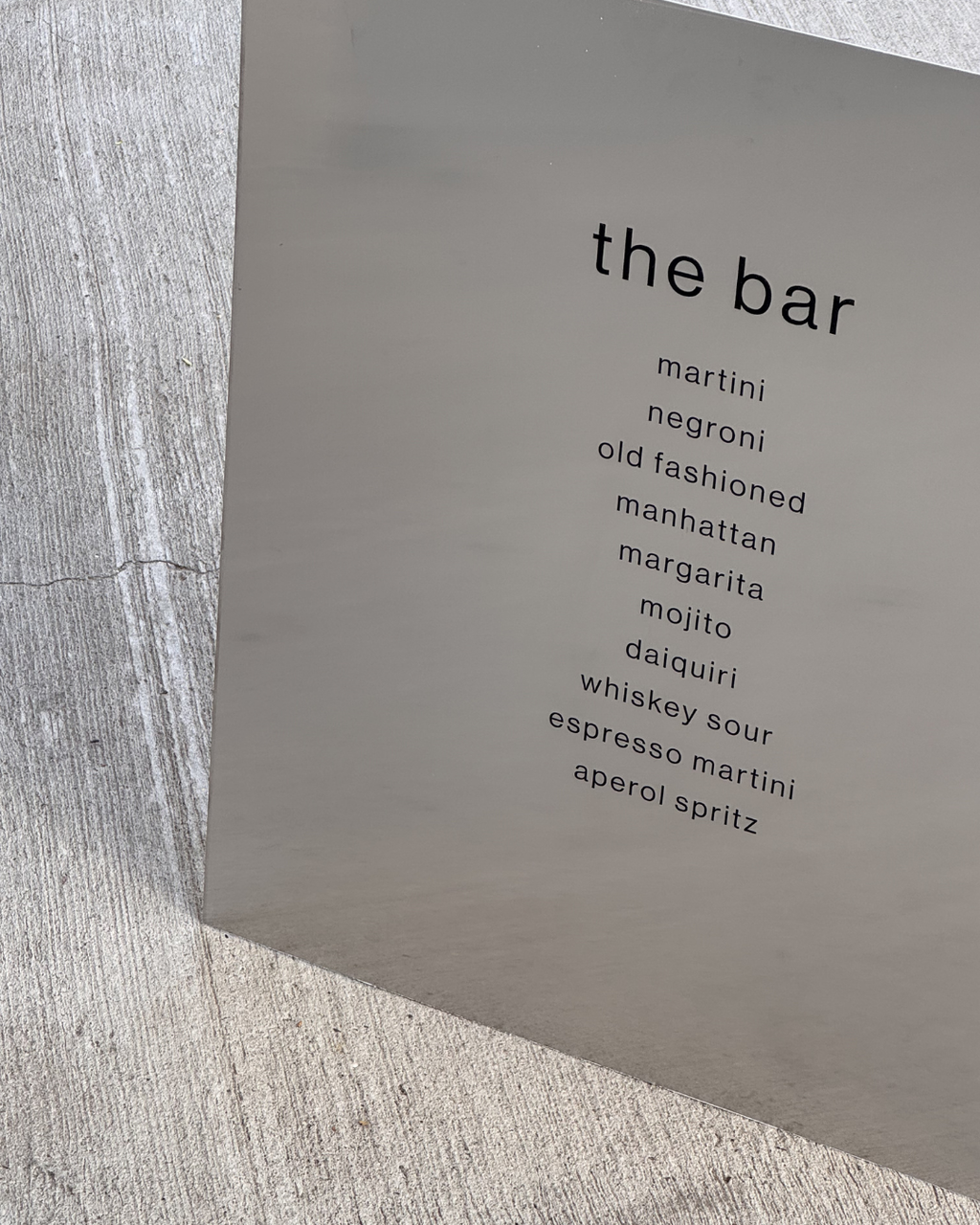 Stalowa tablica menu