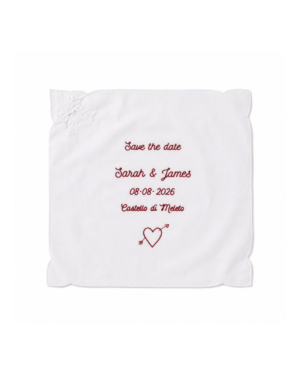 Lniana serwetka z haftem Save The Date
