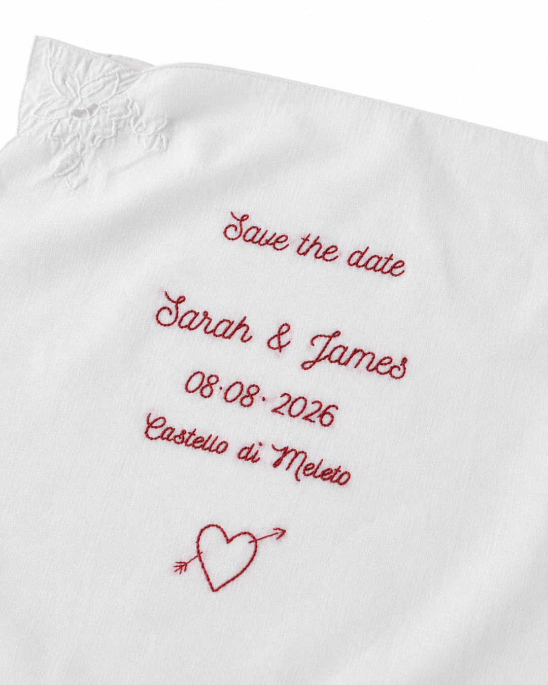 Lniana serwetka z haftem Save The Date